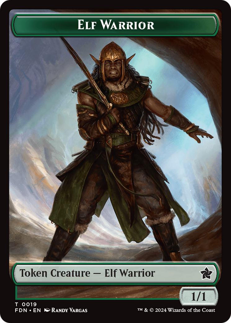 Elf Warrior // Rat (0030) Double-Sided Token [Foundations Tokens] | Clutch Gaming