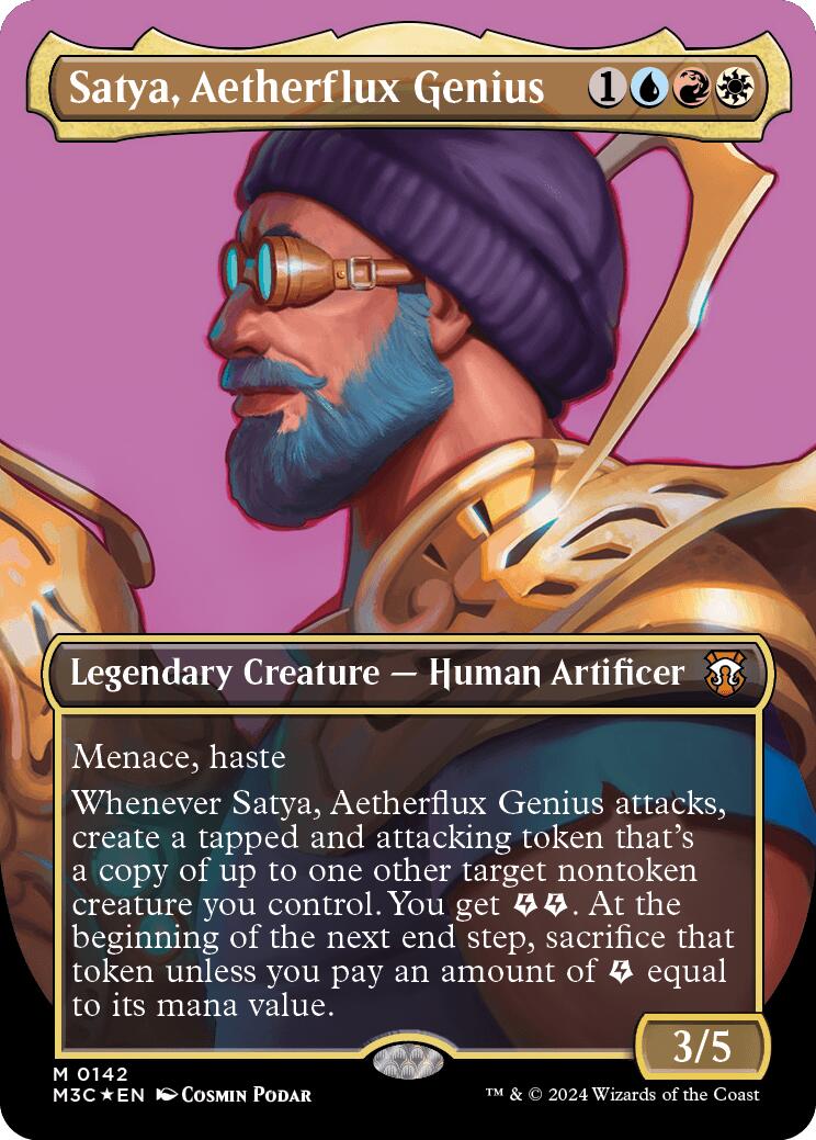 Satya, Aetherflux Genius (Borderless) (Ripple Foil) [Modern Horizons 3 Commander] | Clutch Gaming