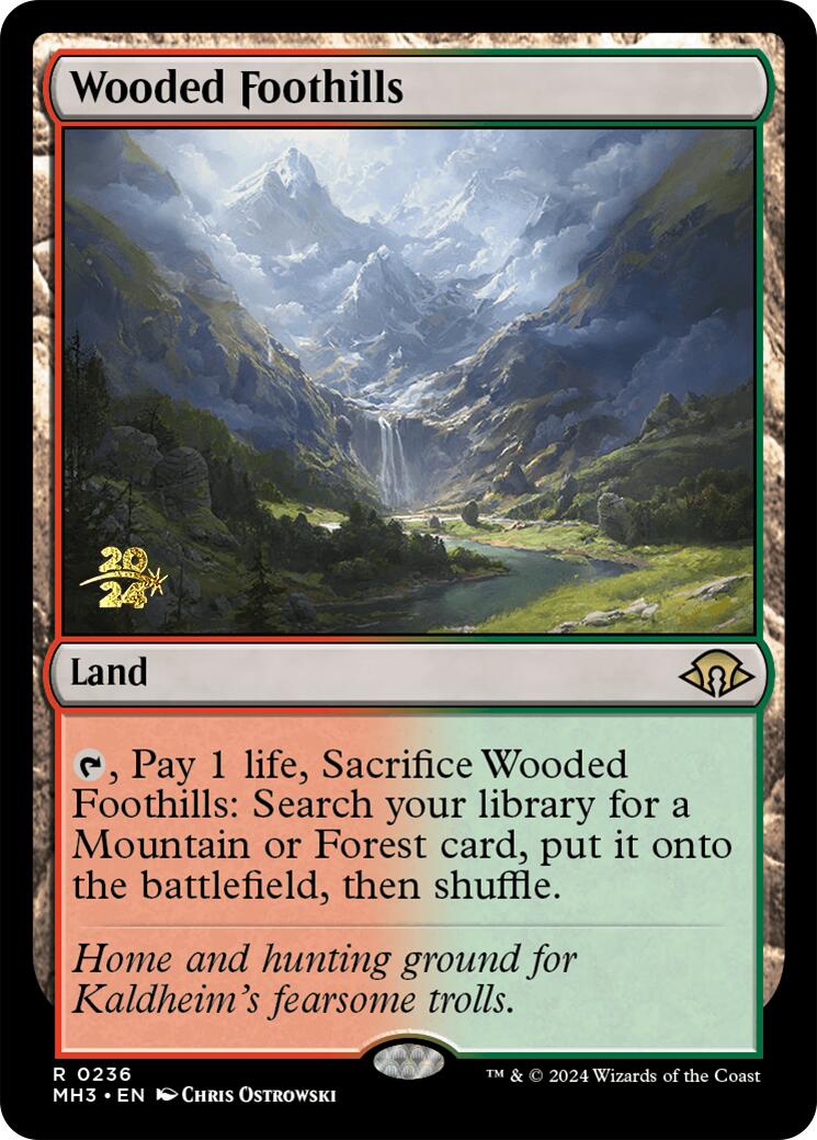 Wooded Foothills [Modern Horizons 3 Prerelease Promos] | Clutch Gaming