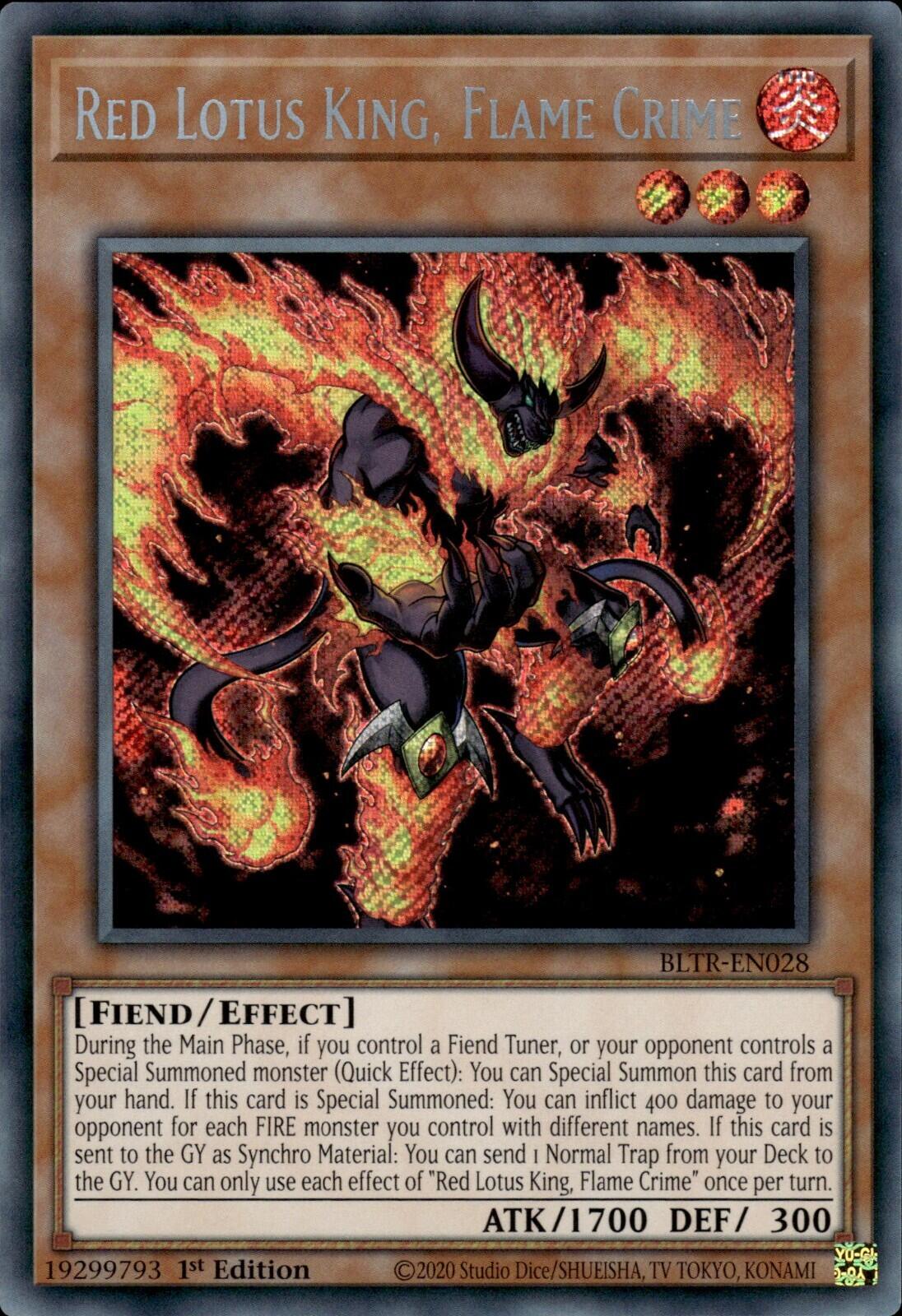 Red Lotus King, Flame Crime [BLTR-EN028] Secret Rare | Clutch Gaming