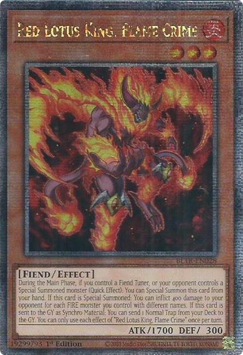 Red Lotus King, Flame Crime (Quarter Century Secret Rare) [BLTR-EN028] Quarter Century Secret Rare | Clutch Gaming