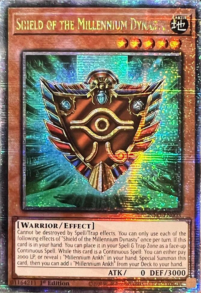 Shield of the Millennium Dynasty (Quarter Century Secret Rare) [INFO-EN003] Quarter Century Secret Rare | Clutch Gaming