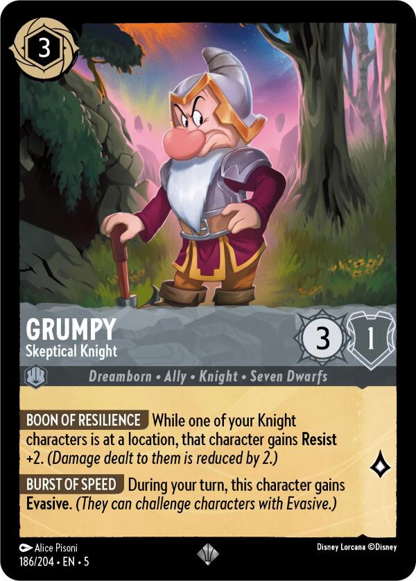 Grumpy - Skeptical Knight (186/204) [Shimmering Skies] | Clutch Gaming