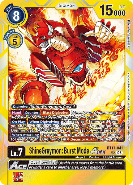 ShineGreymon: Burst Mode ACE [BT17-041] [Secret Crisis] | Clutch Gaming