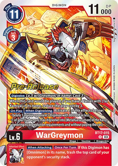 WarGreymon [BT17-015] [Secret Crisis Pre-Release Cards] | Clutch Gaming