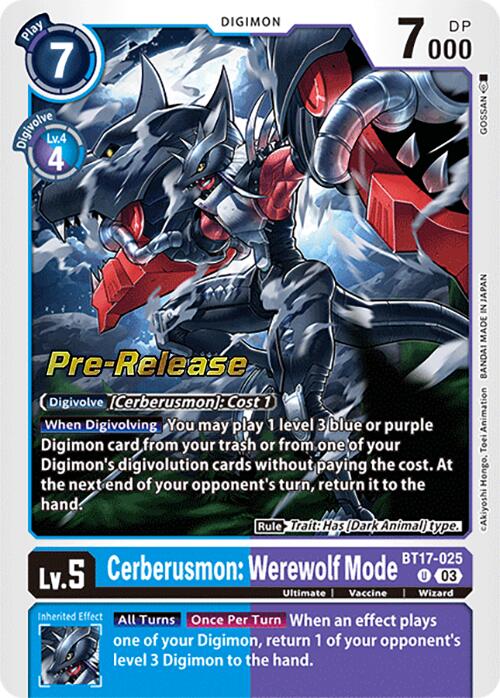 Cerberusmon: Werewolf Mode [BT17-025] [Secret Crisis Pre-Release Cards] | Clutch Gaming