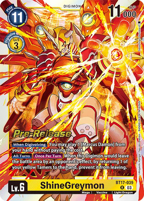 ShineGreymon [BT17-039] [Secret Crisis Pre-Release Cards] | Clutch Gaming