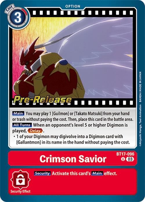 Crimson Savior [BT17-096] [Secret Crisis Pre-Release Cards] | Clutch Gaming