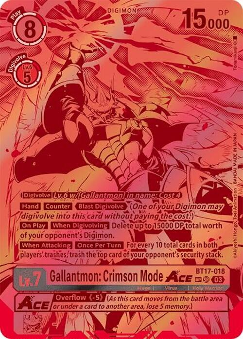 Gallantmon: Crimson Mode ACE [BT17-018] (Textured) [Secret Crisis] | Clutch Gaming