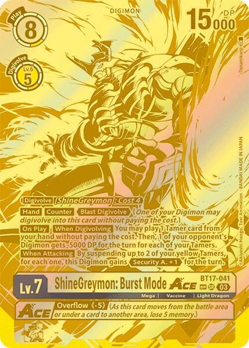 ShineGreymon: Burst Mode ACE [BT17-041] (Textured) [Secret Crisis] | Clutch Gaming