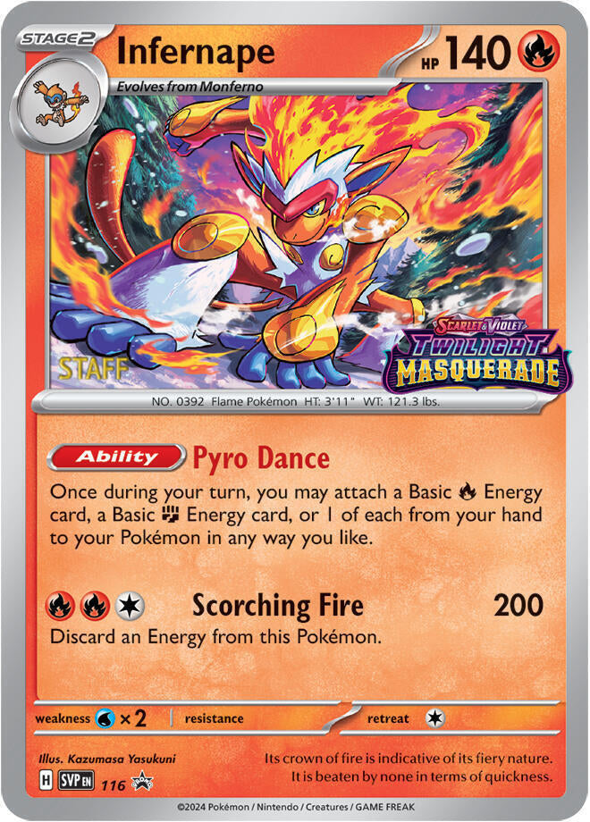 Infernape (116) (Staff) [Scarlet & Violet: Black Star Promos] | Clutch Gaming