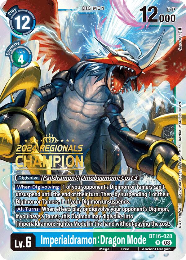 Imperialdramon: Dragon Mode [BT16-028] (2024 Regionals Champion) [Beginning Observer] | Clutch Gaming