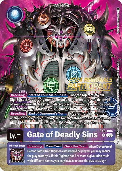 Gate of Deadly Sins [EX6-006] (2024 Regionals Participant) [Infernal Ascension] | Clutch Gaming