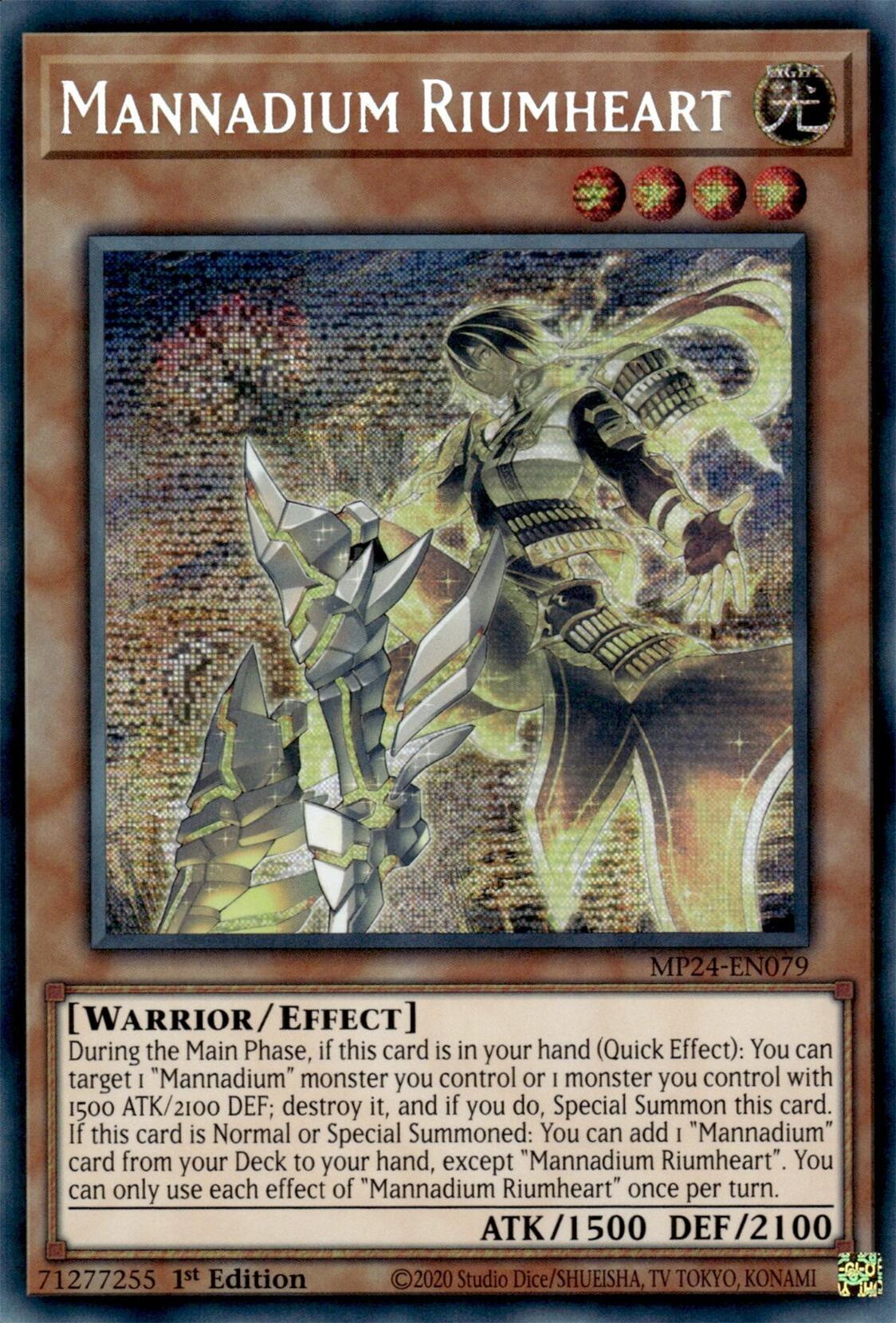 Mannadium Riumheart [MP24-EN079] Prismatic Secret Rare | Clutch Gaming