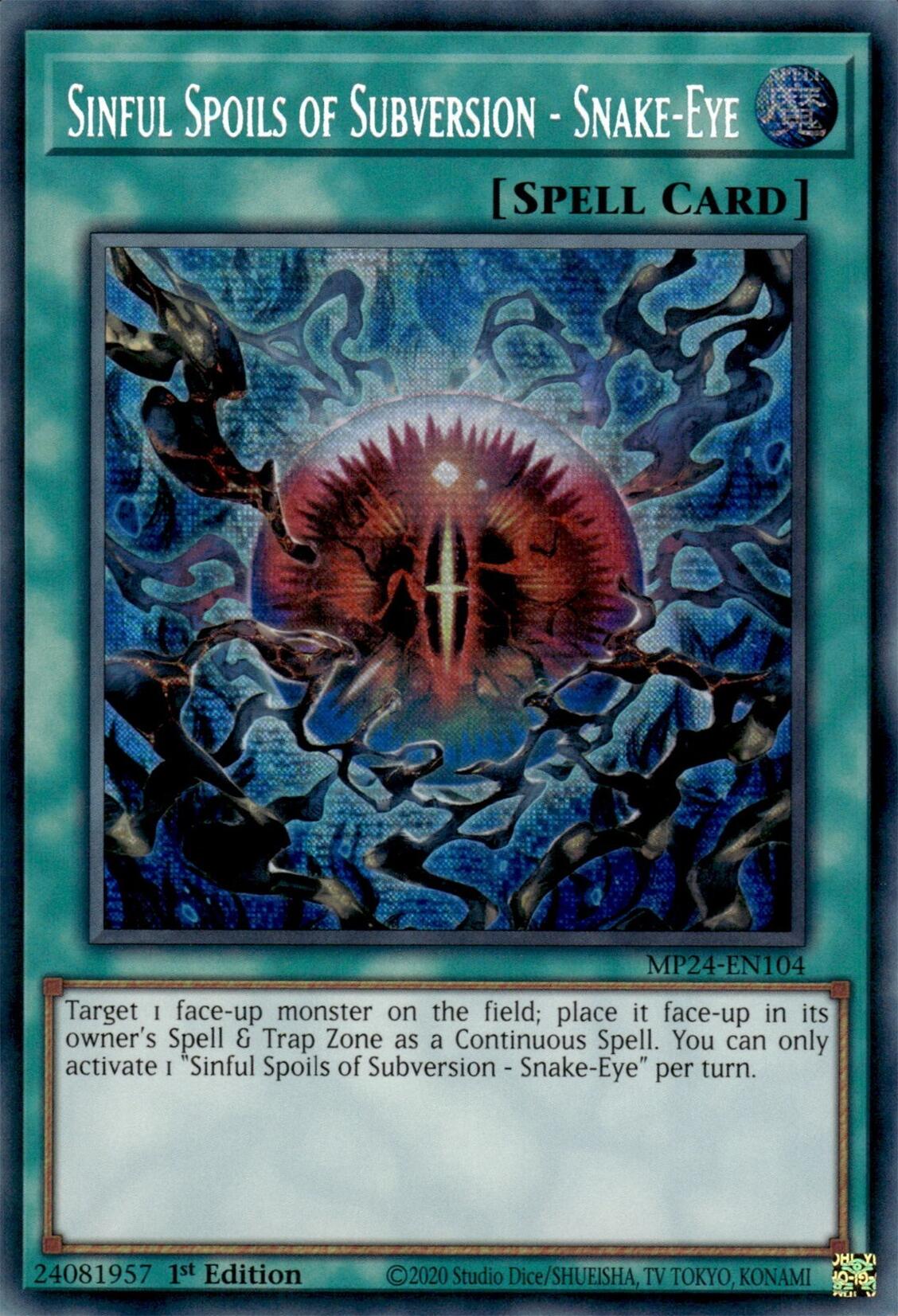 Sinful Spoils of Subversion - Snake-Eye [MP24-EN104] Prismatic Secret Rare | Clutch Gaming