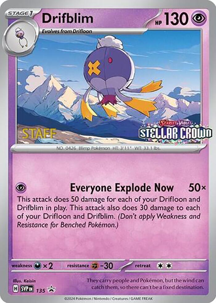 Drifblim (135) (Staff Promo) [Scarlet & Violet: Black Star Promos] | Clutch Gaming