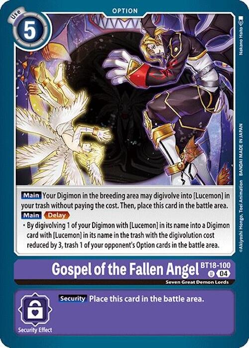 Gospel of the Fallen Angel [BT18-100] [Release Special Booster 2.0] | Clutch Gaming