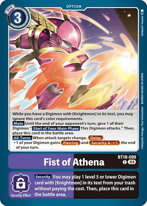 Fist of Athena [BT18-099] [Release Special Booster Ver.2.0] | Clutch Gaming