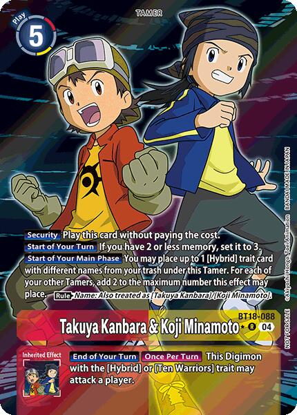 Takuya Kanbara & Koji Minamoto [BT18-088] (Release Special Booster 2.0: Box Promotion Pack) [Release Special Booster 2.0] | Clutch Gaming