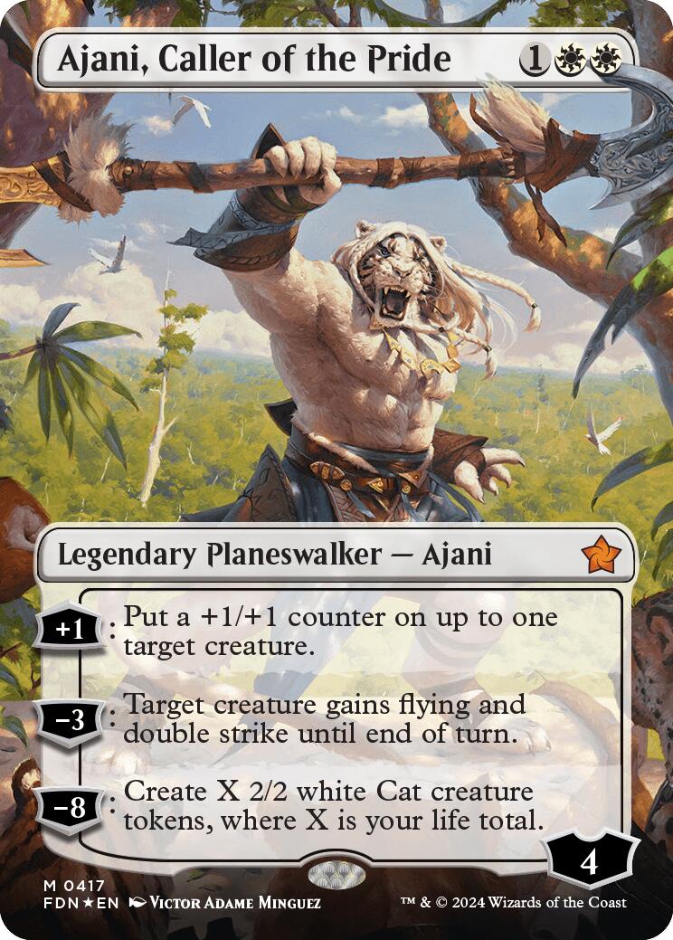 Ajani, Caller of the Pride (Borderless) (Mana Foil) [Foundations] | Clutch Gaming