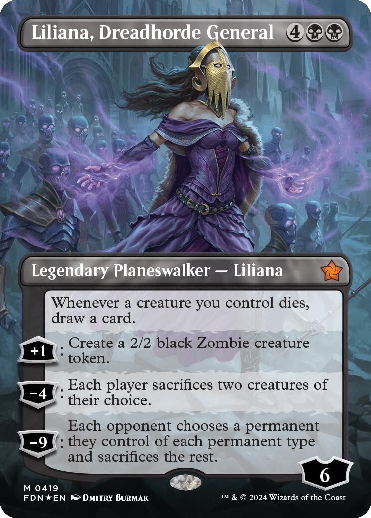 Liliana, Dreadhorde General (Borderless) (Mana Foil) [Foundations] | Clutch Gaming