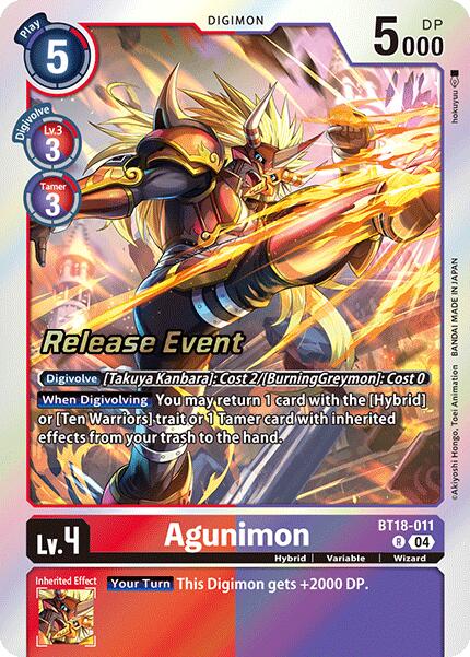 Agunimon [BT18-011] [Release Special Booster Ver.2.0 Pre-Release Cards] | Clutch Gaming