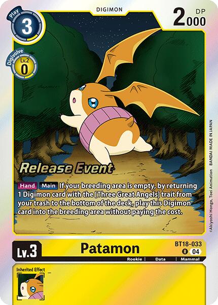 Patamon [BT18-033] [Release Special Booster Ver.2.0 Pre-Release Cards] | Clutch Gaming