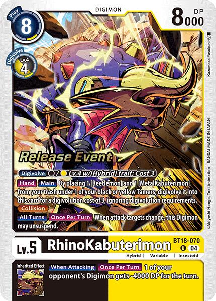 RhinoKabuterimon [BT18-070] [Release Special Booster Ver.2.0 Pre-Release Cards] | Clutch Gaming