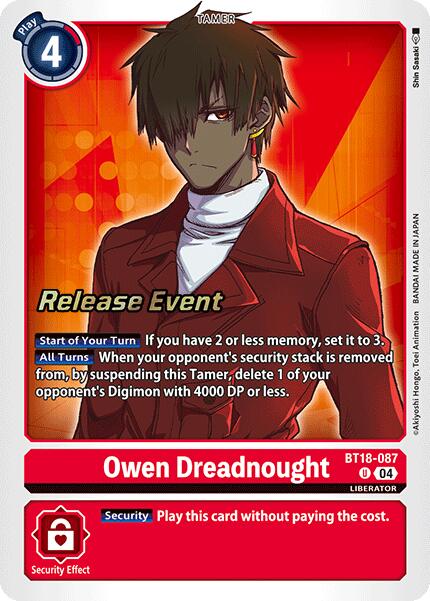 Owen Dreadnought [BT18-087] [Release Special Booster Ver.2.0 Pre-Release Cards] | Clutch Gaming