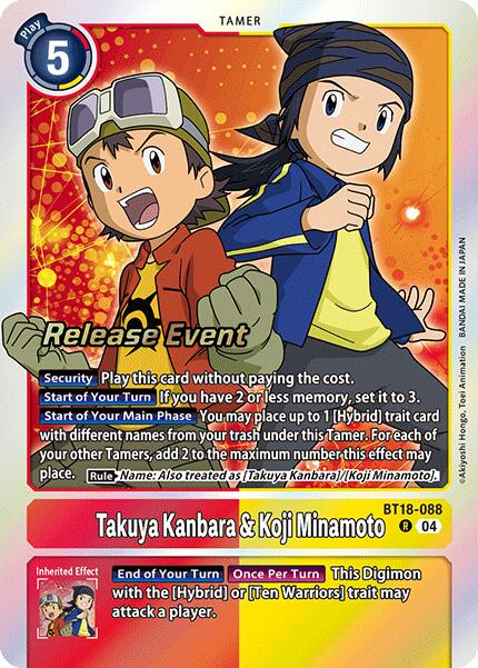 Takuya Kanbara & Koji Minamoto [BT18-088] [Release Special Booster Ver.2.0 Pre-Release Cards] | Clutch Gaming