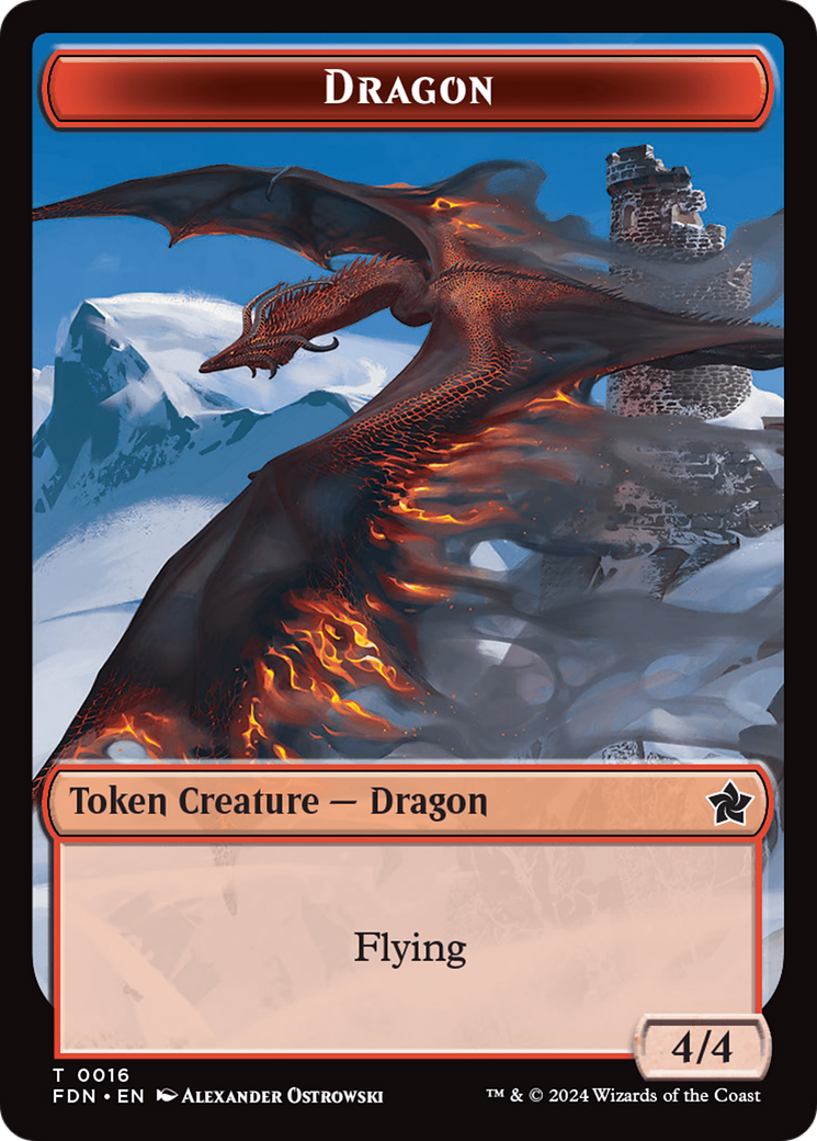 Dragon (0016) // Dragon (0017) Doubled-Sided Token [Foundations Tokens] | Clutch Gaming