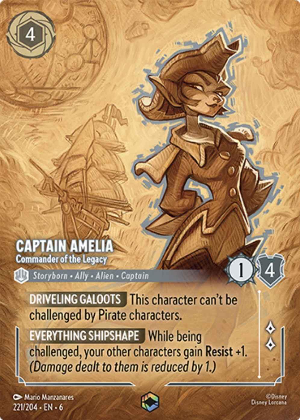 Captain Amelia - Commander of the Legacy (Enchanted) (221/204) [Azurite Sea] | Clutch Gaming