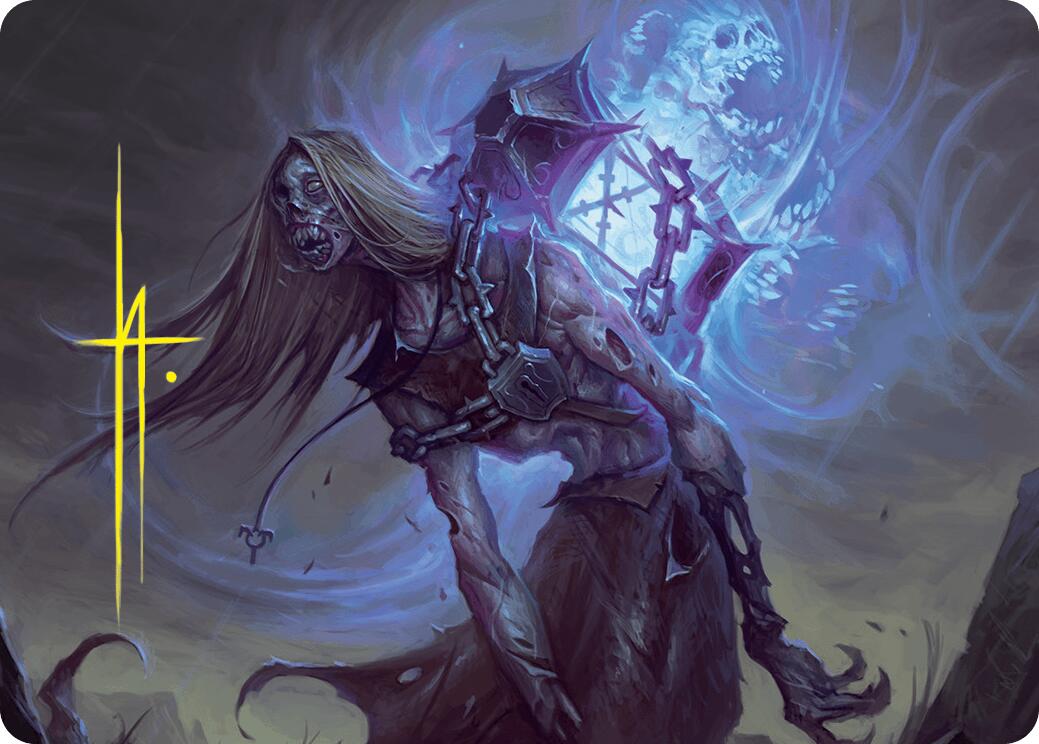Soul-Shackled Zombie Art Card (9/54) (Gold-Stamped Signature) [Foundations Art Series] | Clutch Gaming