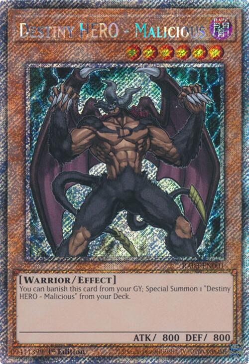 Destiny HERO - Malicious (Platinum Secret Rare) [RA03-EN001] Platinum Secret Rare | Clutch Gaming