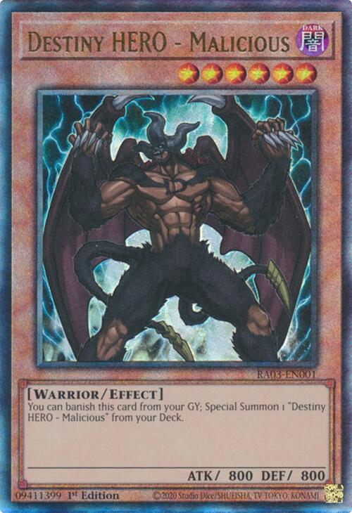 Destiny HERO - Malicious (UTR) [RA03-EN001] Prismatic Ultimate Rare | Clutch Gaming