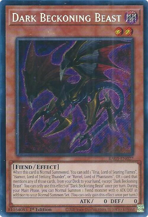 Dark Beckoning Beast (Secret Rare) [RA03-EN027] Secret Rare | Clutch Gaming