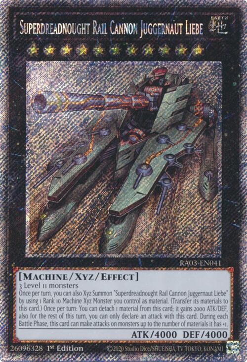 Superdreadnought Rail Cannon Juggernaut Liebe (Platinum Secret Rare) [RA03-EN041] Platinum Secret Rare | Clutch Gaming