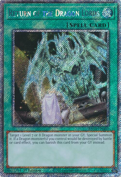 Return of the Dragon Lords (Platinum Secret Rare) [RA03-EN060] Platinum Secret Rare | Clutch Gaming