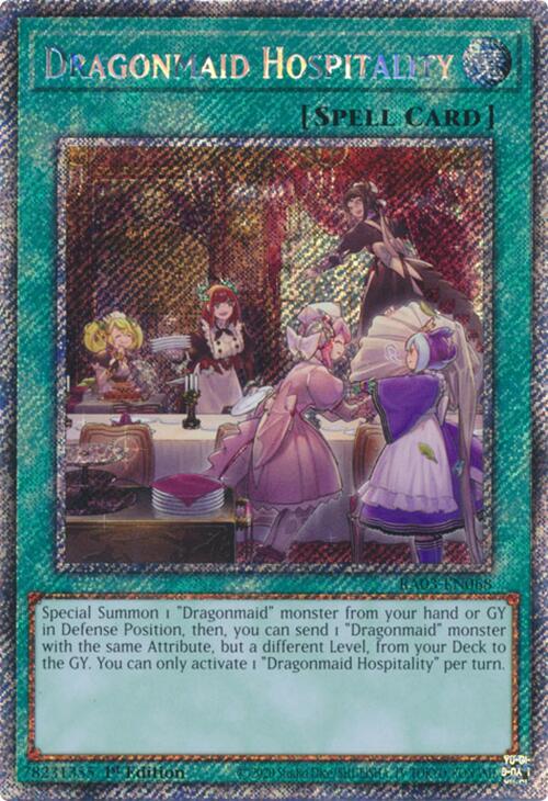 Dragonmaid Hospitality (Platinum Secret Rare) [RA03-EN068] Platinum Secret Rare | Clutch Gaming