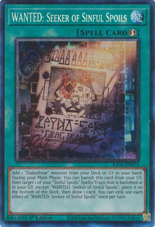 WANTED: Seeker of Sinful Spoils (CR) [RA03-EN074] Prismatic Collector's Rare | Clutch Gaming