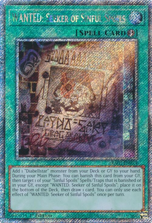 WANTED: Seeker of Sinful Spoils (Platinum Secret Rare) [RA03-EN074] Platinum Secret Rare | Clutch Gaming