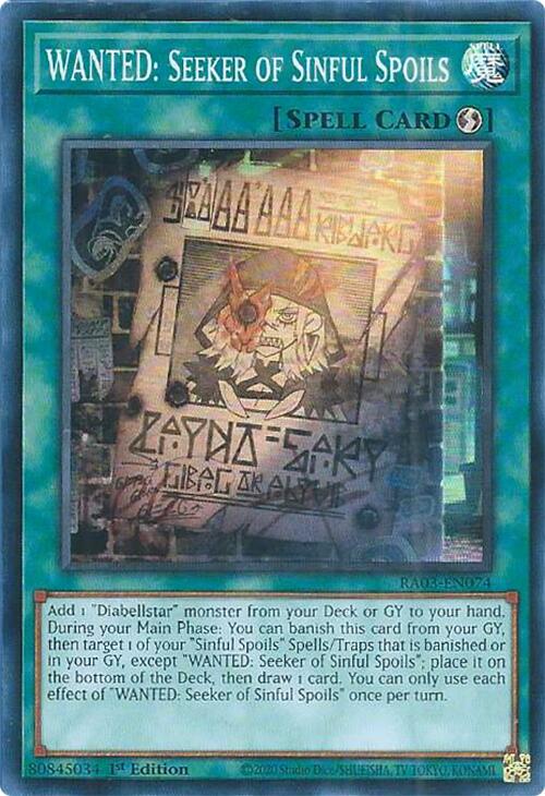 WANTED: Seeker of Sinful Spoils [RA03-EN074] Super Rare | Clutch Gaming