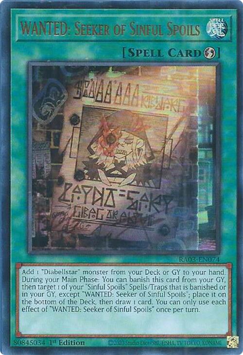 WANTED: Seeker of Sinful Spoils (UR) [RA03-EN074] Ultra Rare | Clutch Gaming