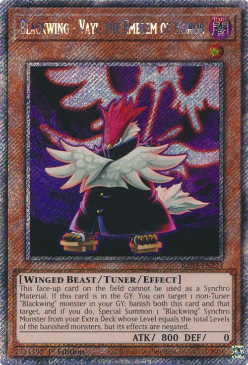 Blackwing - Vayu the Emblem of Honor (Platinum Secret Rare) [RA03-EN224] Platinum Secret Rare | Clutch Gaming