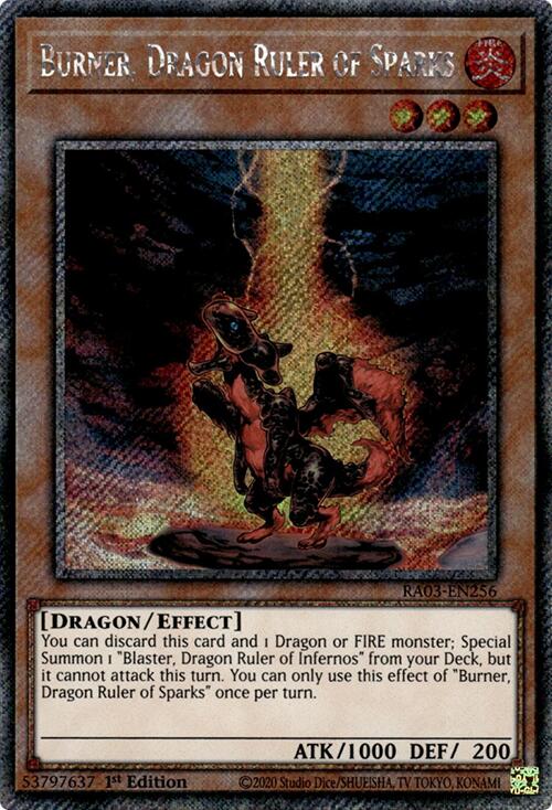 Burner, Dragon Ruler of Sparks (Platinum Secret Rare) [RA03-EN256] Platinum Secret Rare | Clutch Gaming