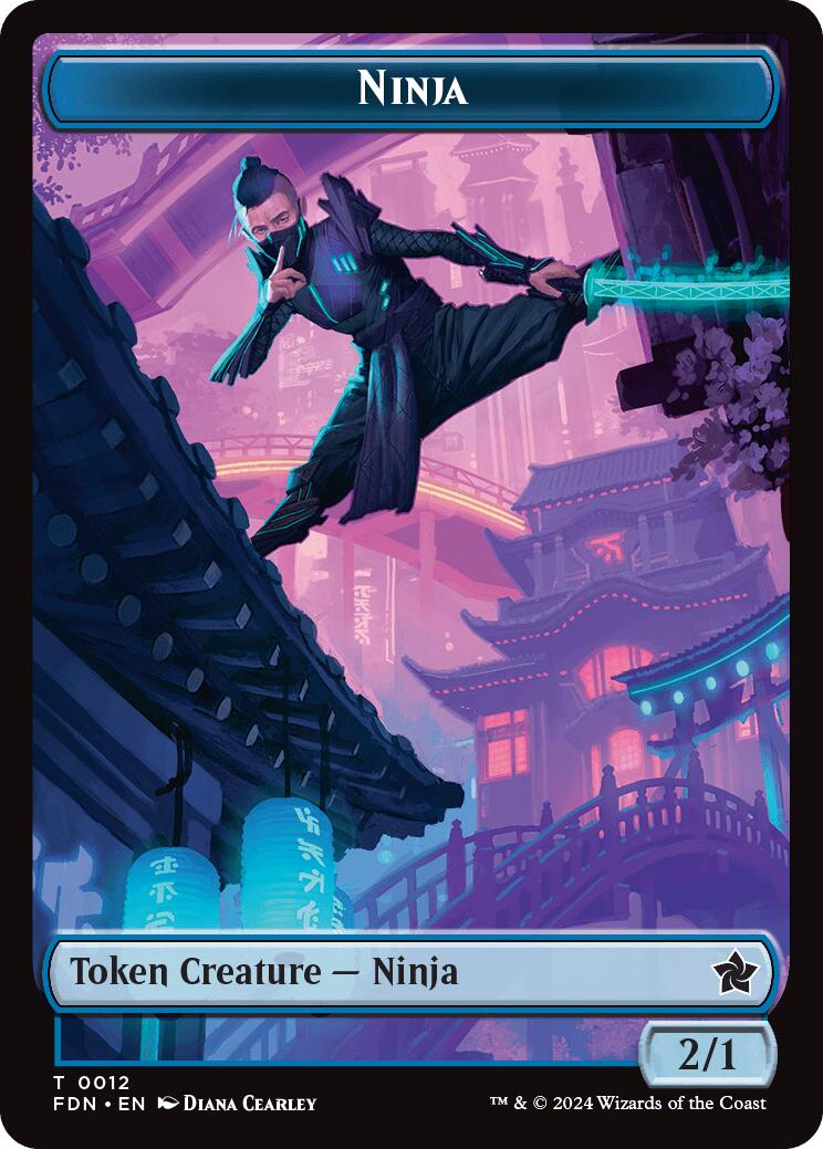 Emblem - Kaito, Cunning Infiltrator // Ninja Doubled-Sided Token [Foundations Tokens] | Clutch Gaming