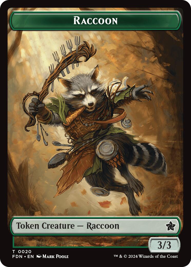 Elf Warrior // Raccoon Doubled-Sided Token [Foundations Tokens] | Clutch Gaming