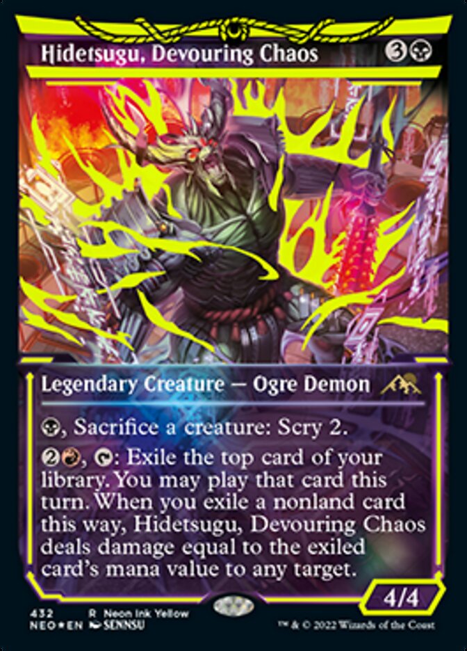 Hidetsugu, Devouring Chaos (Neon Ink Yellow) [Kamigawa: Neon Dynasty] | Clutch Gaming