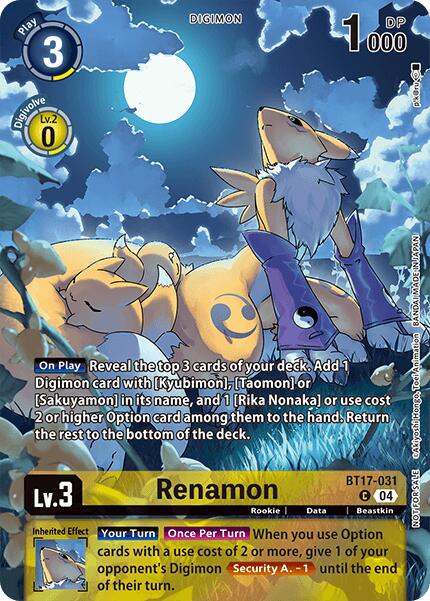 Renamon [BT17-031] (Legend Pack 2024 Box Topper) [Chain of Liberation] | Clutch Gaming