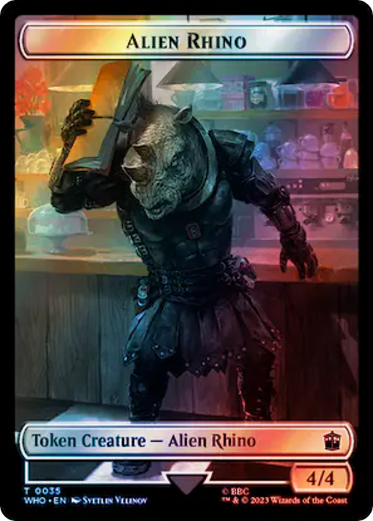 Alien Rhino // Treasure (0061) Double-Sided Token (Surge Foil) [Doctor Who Tokens] | Clutch Gaming